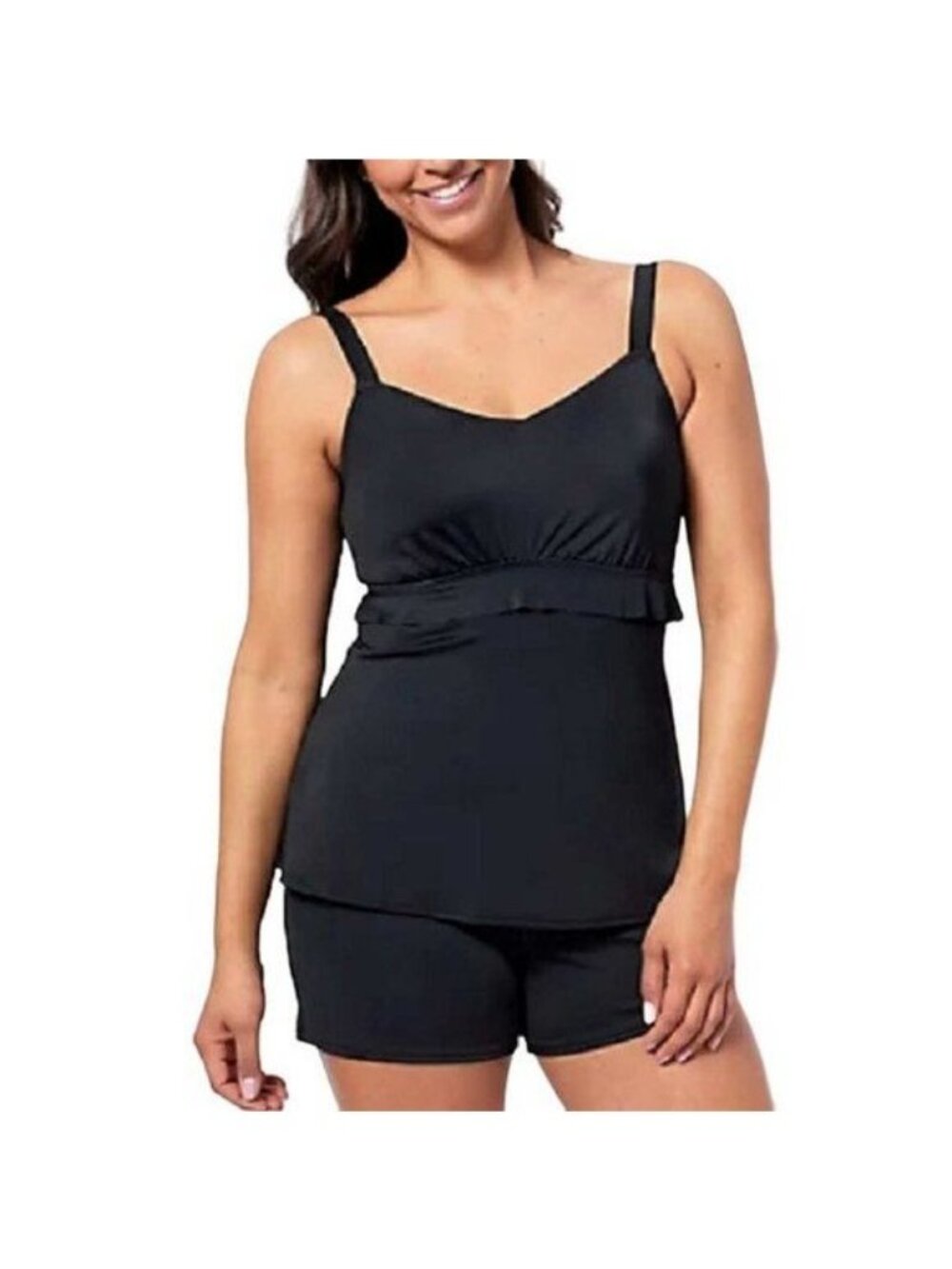 Denim & Co. Beach Ruffled Layers Tankini with Shorts 16 (404)